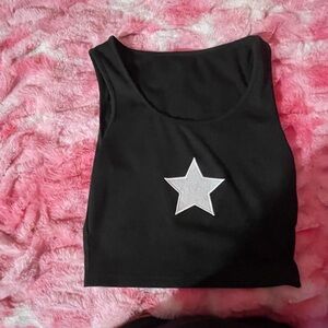 Black crop top with white star